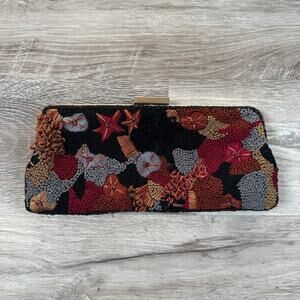 Vintage 90s Y2K La Regale Coastal Embroidered Clutch Purse Boho Resort Art Bag